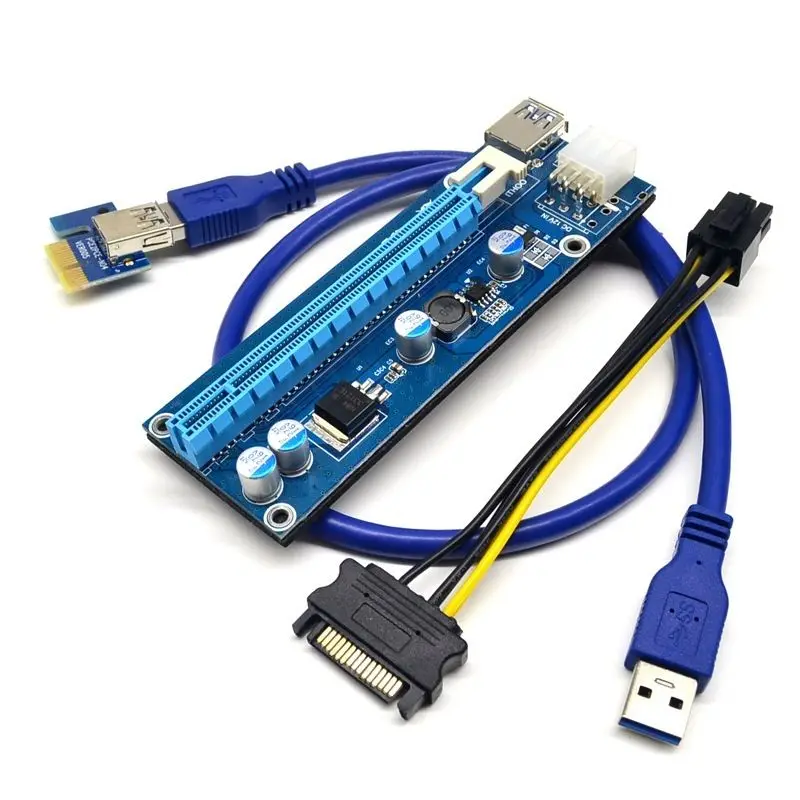 PCI-E VER006S PCI-E 1x to 16x Riser Card Adapter With USB Extender Express Adapter USB 3.0 ST 6Pin Power Supply Cable, Blue
PCI-E VER006S PCI-E 1x to 16x Riser Card Adapter With USB Extender Express Adapter USB 3.0 ST 6Pin Power Supply Cable, Blue