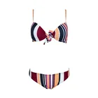 Hot Sale Fashion Colorful Stripes Knot Style Bikinis Swimwear for Women