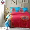 Folk style retro red wedding bed sueded cotton king size 4 pcs set luxurious bedsheet/pillowcases