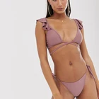 Hot Sexy Girl Wallpaper Bikinis 2019 Swimsuit Tie Side Plunge Frill Swimwear & Beachwear