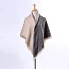 100%Acrylic stripe square scarf herringbone and solid plain woven pattern