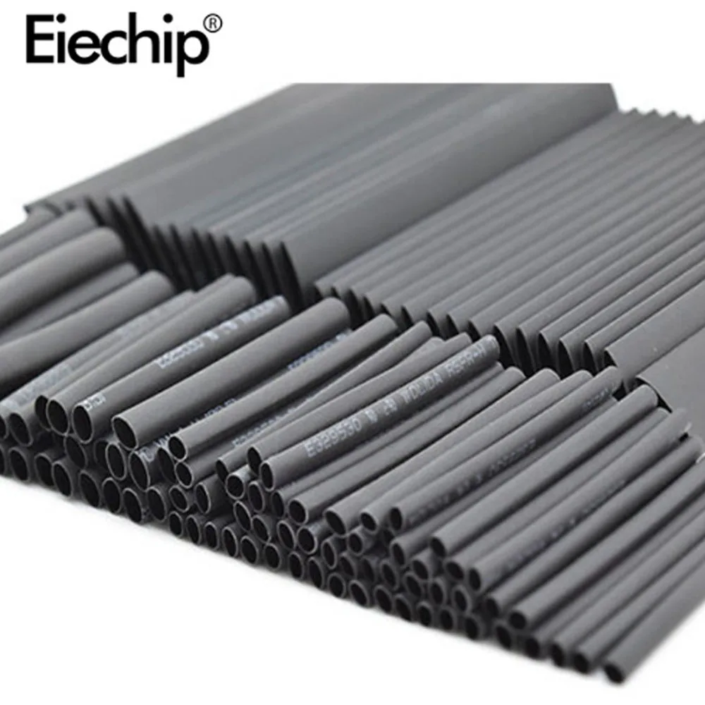 

127pcs/lot Heat Shrink Tubing 7.28m 2:1 Black Tube Car Cable Sleeving Assortment Wrap Wire Kit with Polyolefin Tub