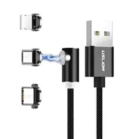 

USLION 3 in 1 Elbow Magnetic Charger Cable 5V 2.1A 1M Mobile Phone USB Cable