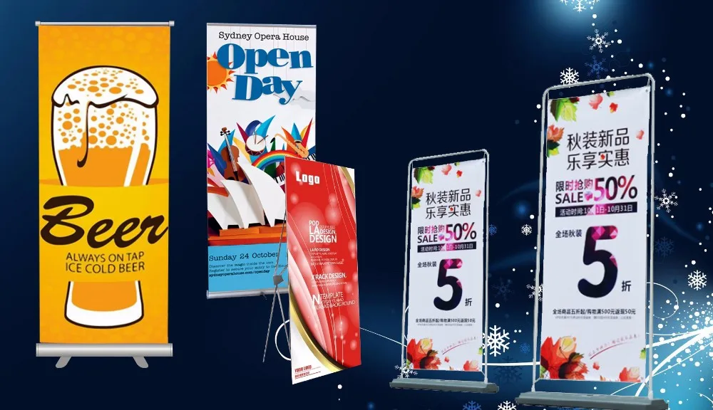 Retailer 1 Set Retractable Mobile Shop Wide Base Roll Up Banner
