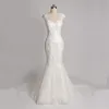 ON428 Bridal Bouquets Real Photo Mermaid Tail Wedding Dresses 2017 Lace Cap Sleeve Bride Gowns Cheap Bridal Wear
