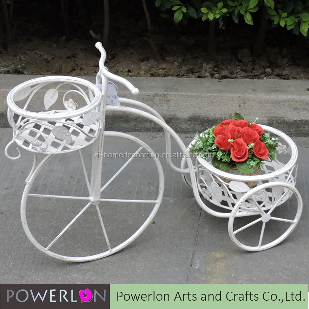 2 Tier Wrought Iron Patio Decorative Bike Planter Bicycle Flower