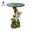 26 Inch Resin Base Glass Top Home Furniture Fairy Figurine Glass Coffee and Dinning Table