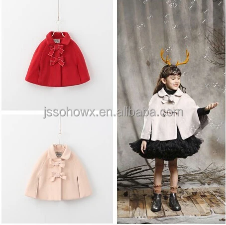2015 winter collection wool blend fashion design cloak for girls