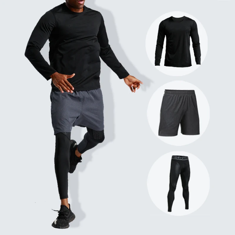 Custom Men's Sweatsuit Training & Jogging Three-piece Set Gym Wear Fitness Wear Top+Leggings+Shorts Wholesale Sportswear Mens, N/a 
Custom Men's Sweatsuit Training & Jogging Three-piece Set Gym Wear Fitness Wear Top+Leggings+Shorts Wholesale Sportswear Mens, N/a