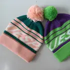 Autumn and winter fashion pink green letter jacquard knitted warm hat