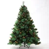 Green Artificial Christmas Tree with Flashing Multicolored LED Lights & Top Star, Hinged Branches Tips Xmas Tree Indoor