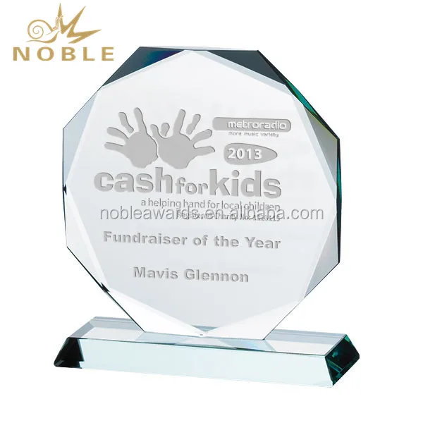 hand children love octagon engraved crystal trophy awards gifts