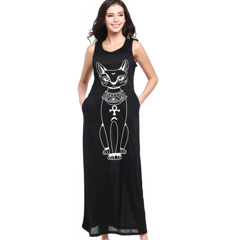 2017 New Cat Printed Maxi Dress Long Women Casual Dresses Bodycon Summer Dress Plus Size Vestidos, Black;grey;red
2017 New Cat Printed Maxi Dress Long Women Casual Dresses Bodycon Summer Dress Plus Size Vestidos, Black;grey;red