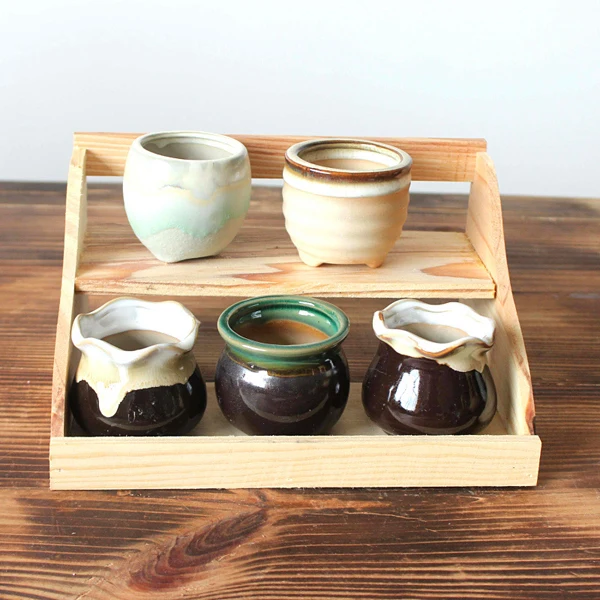 Eco-friendly Balcony Multi-Storey Pine Wood Mini Flower Racks