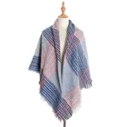 Women Winter Tartan Soft Feeling Oversized Plaid Tartan Blanket Scarf