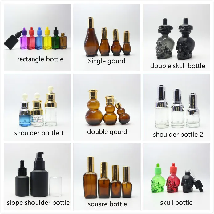 custom essential oil glass bottle 30ml 50ml 100ml black glass dropper bottle GB-16S
