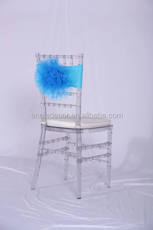 Wholesale blush organza flower wedding chair sash spandex chair band wedding decoration