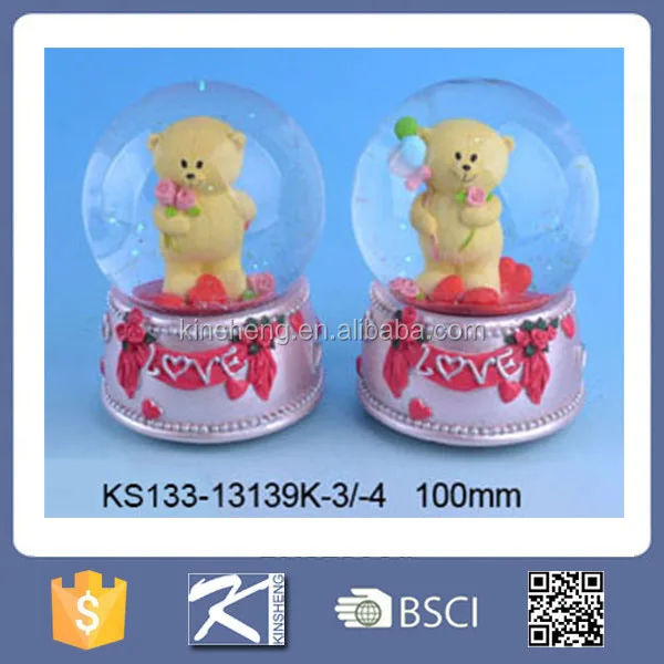 souvenir gift small teddy bear resin wedding favors snow globe