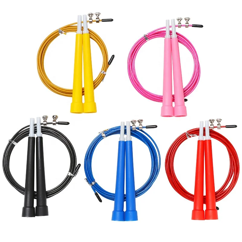 Fast delivery anti-slip speed training skipping jump rope with plastic handle, Black;blue;yellow;red;orange;green 
Fast delivery anti-slip speed training skipping jump rope with plastic handle, Black;blue;yellow;red;orange;green