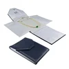BV012B Navy Blue PU Leatherette Gold Foil LOGO Stamped Satin Lined Jewelry Packaging Necklace folder