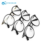 Popular New Fashion design custom thin eyewear acetate titanium combination glasses optical frames In stock