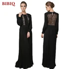 2017 muslim black dress graceful pleated lace evening maxi dress