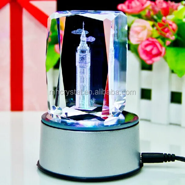 etched glass london big ben 3d laser crystal paperweight mh-f