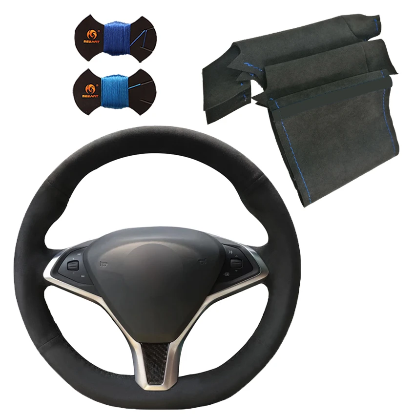 Custom Black Suede Hand Sewing Steering Wheel Covers for Tesla Model S Model X Model 3 2012 2013 2014 2015 2016 2017 2018
Custom Black Suede Hand Sewing Steering Wheel Covers for Tesla Model S Model X Model 3 2012 2013 2014 2015 2016 2017 2018