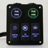 3 Gang Hole Face LED Rocker Switch Panel Flush Mount with DC 12 24V Double USB Charger 3.1A Output Amp For Car Marine Boat