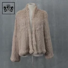 Wholesale price women knitted fur real rex rabbit fur coat