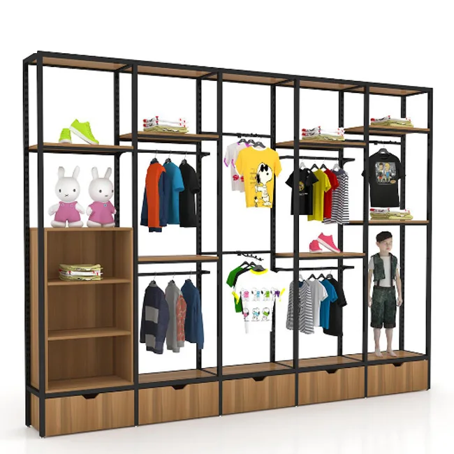 LC baby clothing store display rack side cabinet products showcase