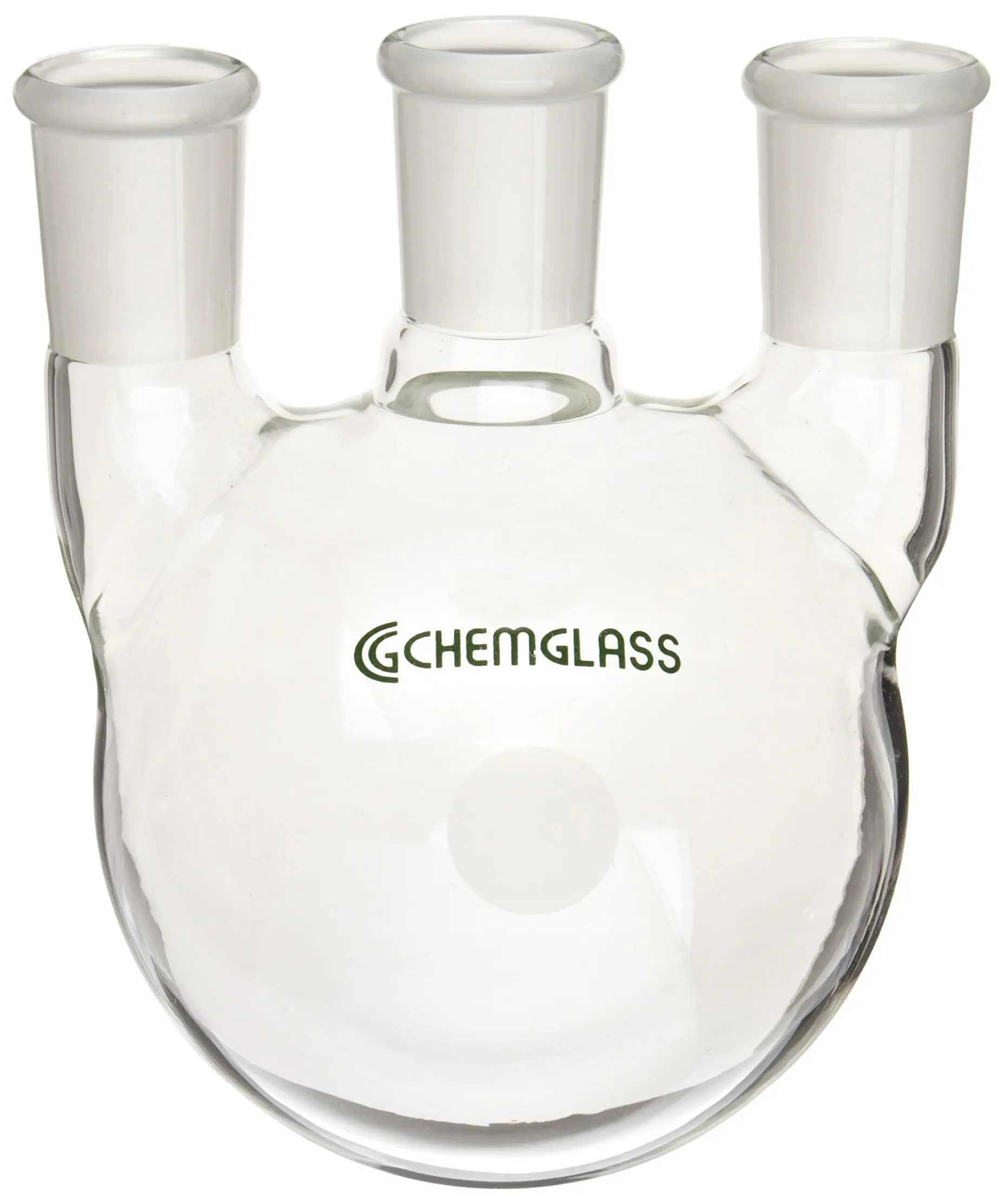 Chemglass CG 1520 10 Glass 500mL Round Heavy Wall 2 Neck Bottom Boiling