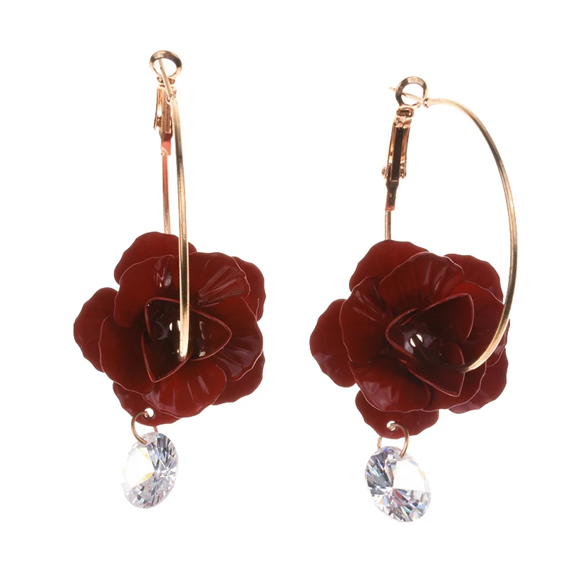 Trend Fashion Alloy Flower Earrings Woman Zircon Wedding Jewelry Statement Hoop Earrings, Red;yellow;blue;white;dark
Trend Fashion Alloy Flower Earrings Woman Zircon Wedding Jewelry Statement Hoop Earrings, Red;yellow;blue;white;dark