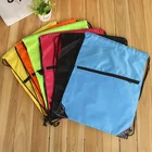 promotional tote foldable bags polyester drawstring backpack with zipper