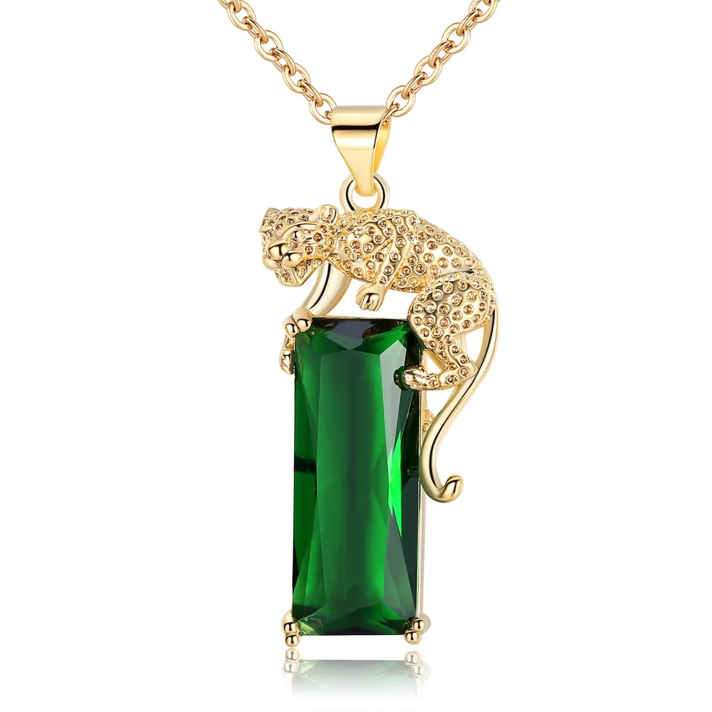 Big Green Stone Leopard Animal Emerald Pendant Gold Plated Necklace For Men Women, Gold-green
Big Green Stone Leopard Animal Emerald Pendant Gold Plated Necklace For Men Women, Gold-green