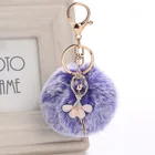 Hot Fashion Women Fox Rabbit Fur Ballet Dancer Ball Pom Pom Charm Keychains