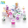 Wholesale white back colored letter alphabet beads