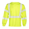 ANSI Class 2 High Visibility Neon Yellow 100% Polyester Mesh Eye Quick Dry Reflection Safety T Shirt Long Sleeve