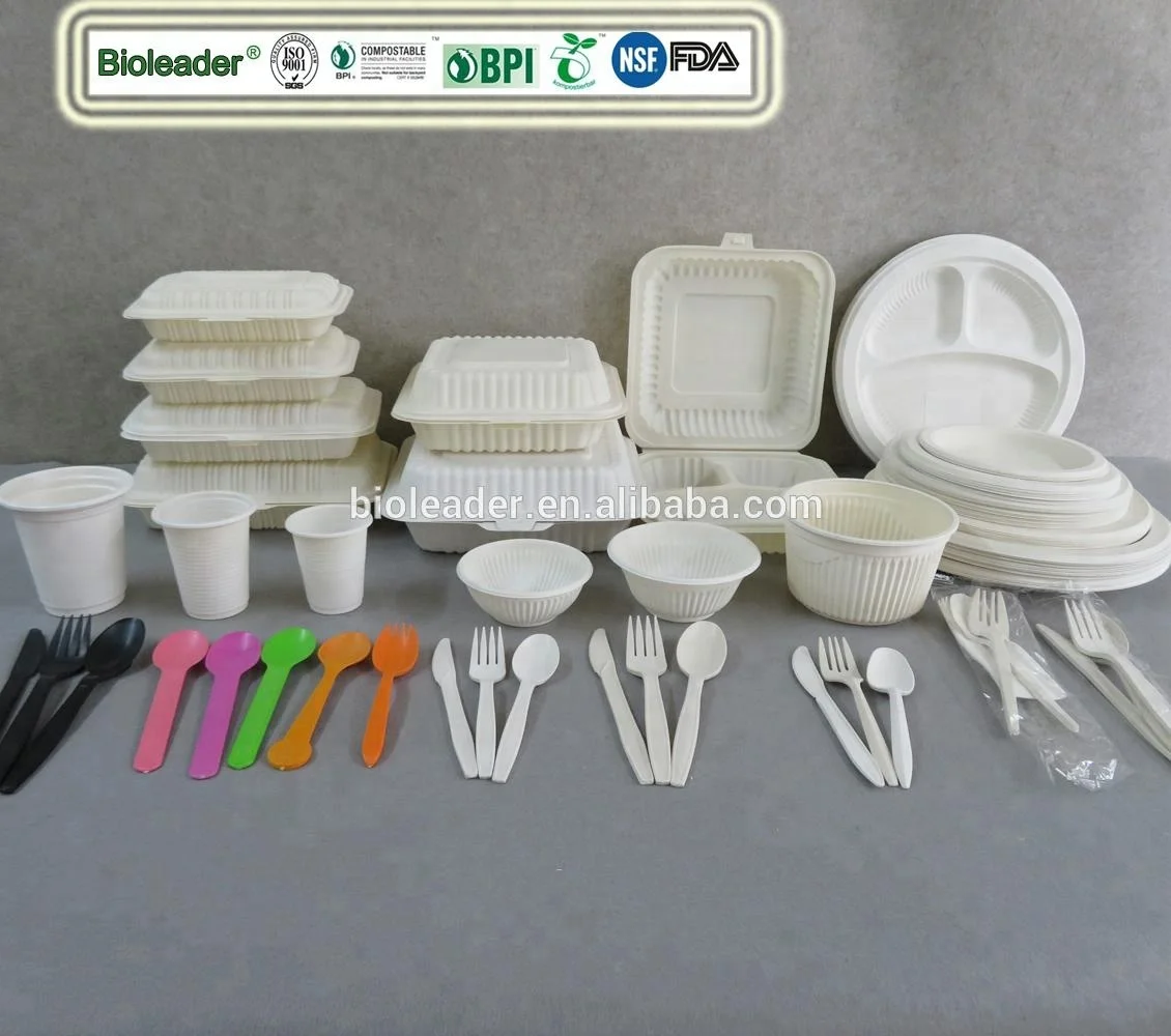 Factory Wholesale Eco-friendly Compostable Disposable Cornstarch Container Takeaway Food Box