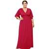 Red Defined Waist Plain Casual Maxi Dress Xxxl Plus Size For Women