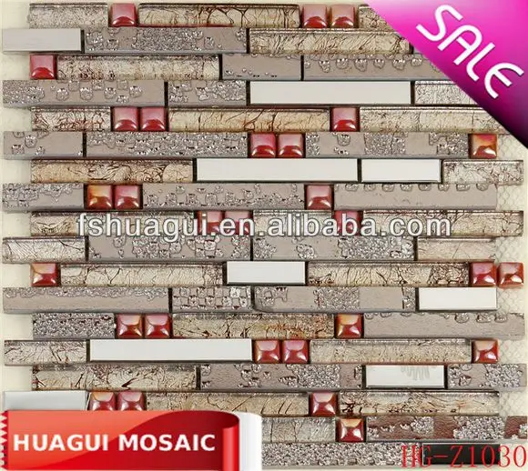 Glass design mixed metal and ceramic wall and floor mosaic HG-Z1030