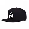 Good Price Black Flat Brim 6 Panel Custom Snapback Caps Hats 3D Embroidery Logo