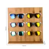 2019 fashion Natural Bamboo material sunglasses display stand for five sunglasses
