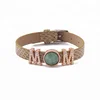 Custom Mother's Day Gift Letter Stone Bead Simple DIY PU Leather Charms Slider Bracelet Bangle Christmas Chic Bracelet