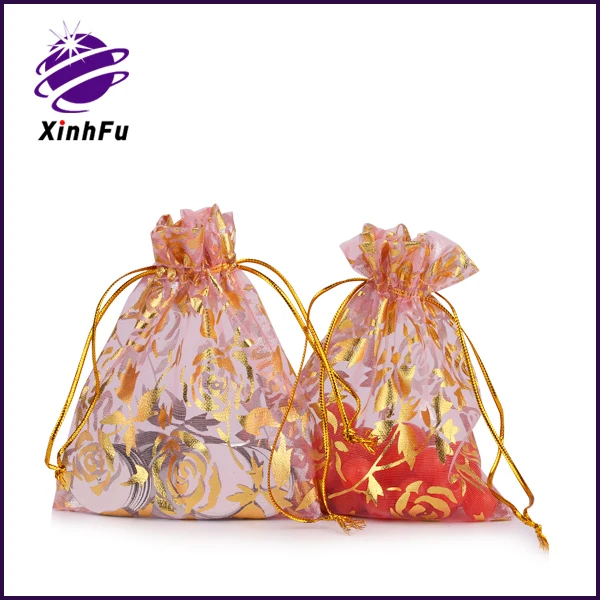 large organza bag with logo ribbon