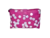 Women's pink travel makeup bag with dots pattern