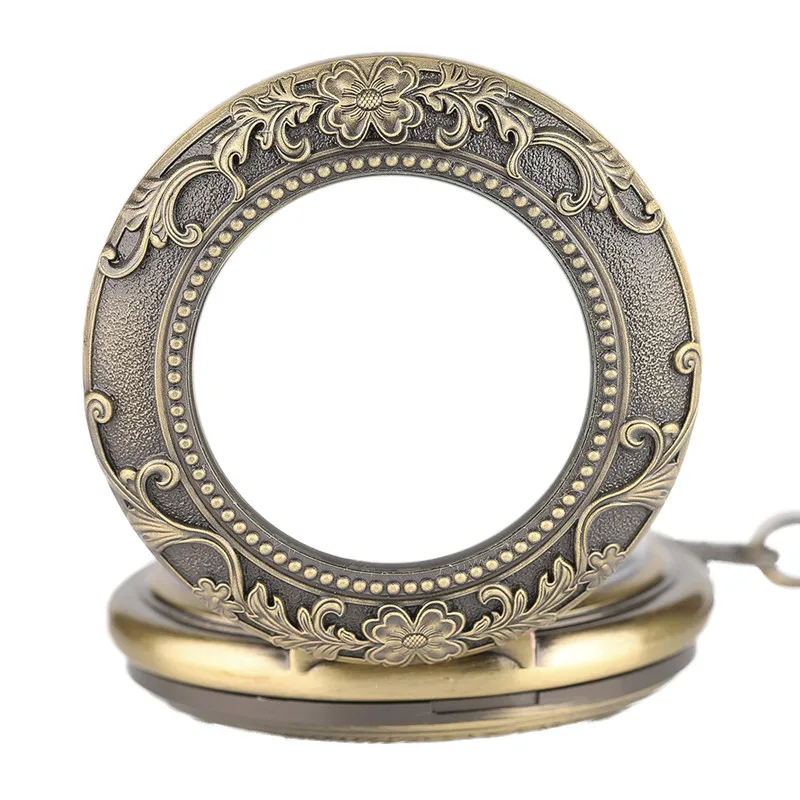 Antique Mechanical Pocket Watch Floral Crystal Cover Fob Chain Elegant Nurse Watches Special Gifts for Friends Family New Year (4)