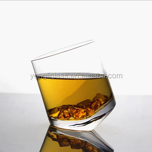 Manufacture 11oz unique slanted whiskey glass,funny whisky glass, whisky tumbler