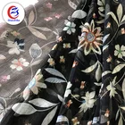 cheap digital printed black chiffon fabric transparent stock lot fabric in keqiao