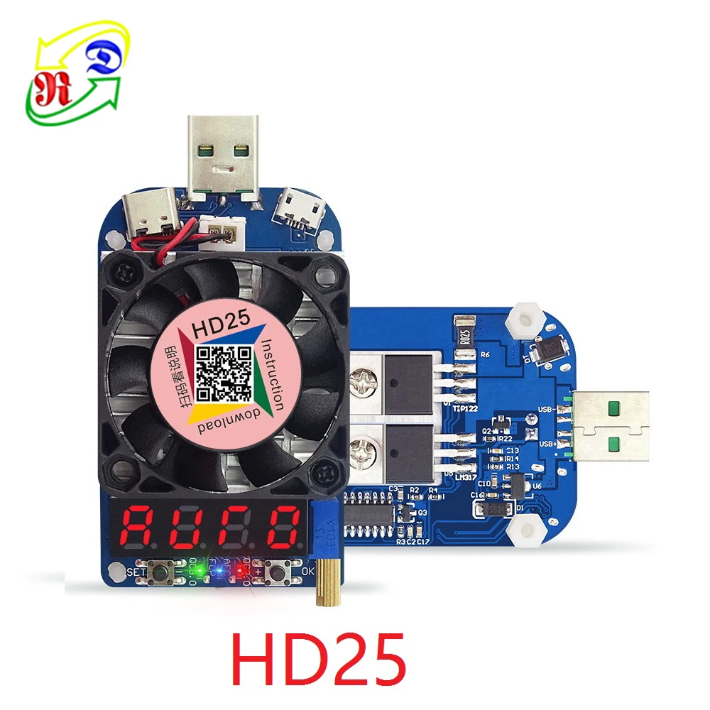 25W LD25 Electronic USB Load Resistor Interface Discharge Battery Test Tester SE